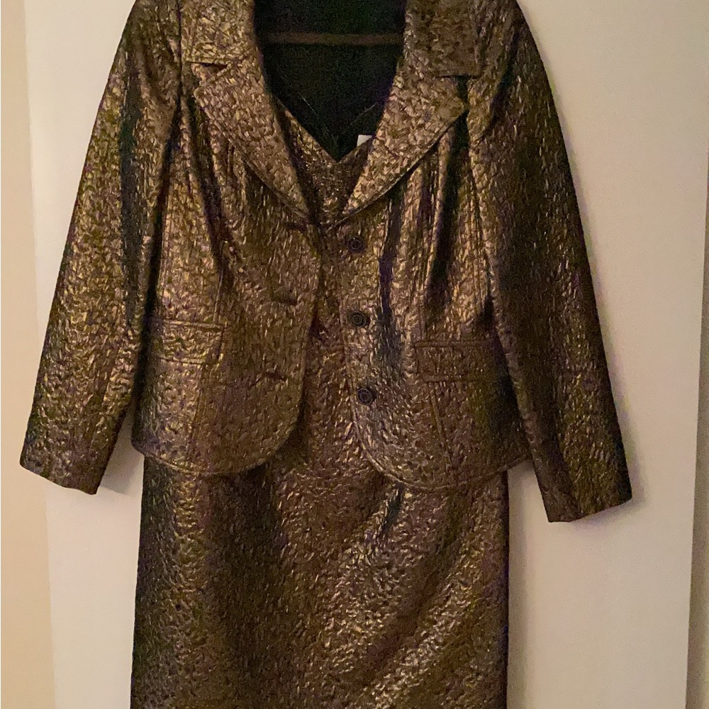 Elegant Gold/bronze Textured dress with bolero jacket